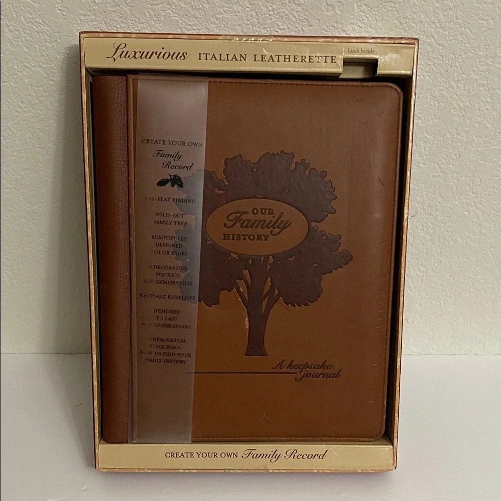 NEW Create Your Own Family Record A‎ Keepsake Journal Italian Leatherette